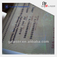 Hologram metallocene laminated pe film for certificate